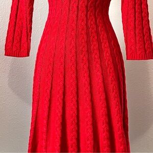 Red cable knit sweater dress 🍷